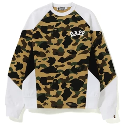 BAPE 1st Camo Color Block Crewneck Yellow