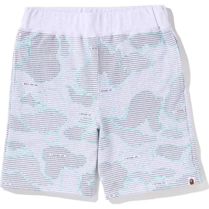 BAPE Text Code Camo Sweat Shorts Mens White