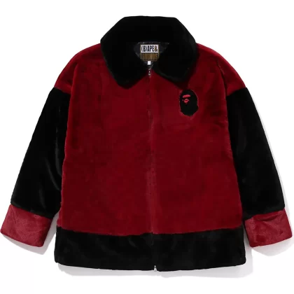 BAPE Faux Fur Jacket  Red & Black