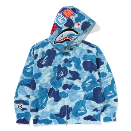 BAPE ABC Camo Crochet Relaxed Full Zip Hoodie Blue