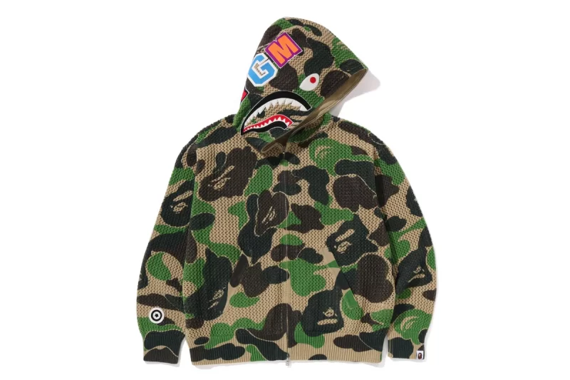 BAPE ABC Camo Crochet Relaxed Full Zip Hoodie Green