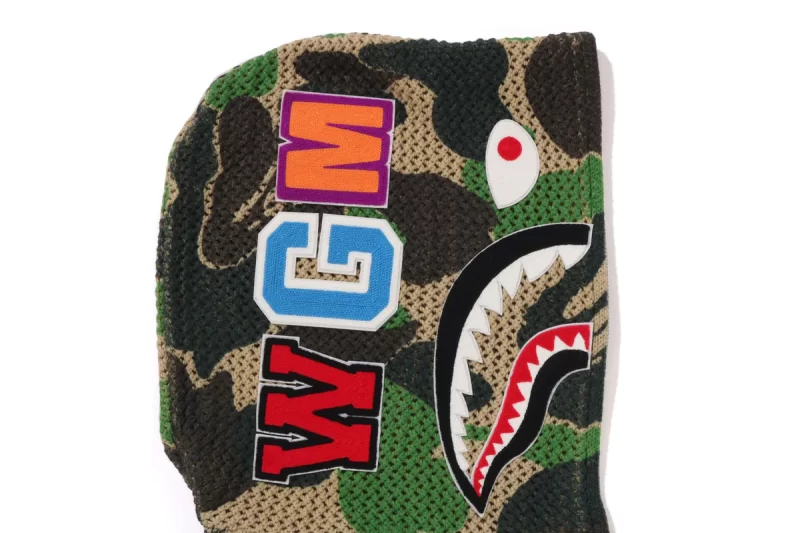 BAPE ABC Camo Crochet Relaxed Full Zip Hoodie Green - Imagen 4