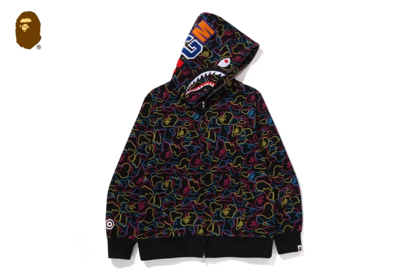 BAPE Neon Camo Shark Full Zip Hoodie Colors
