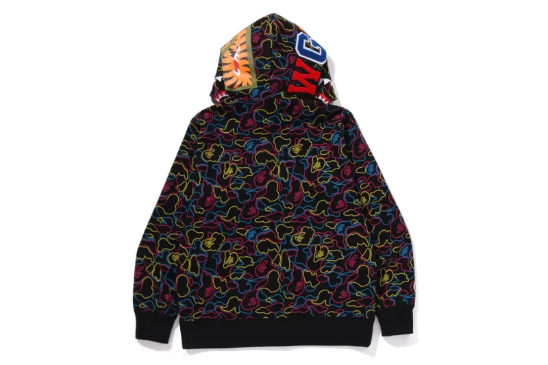 BAPE Neon Camo Shark Full Zip Hoodie Colors - Imagen 3