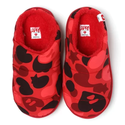 BAPE Apee Camo Sherpa Slipper Red