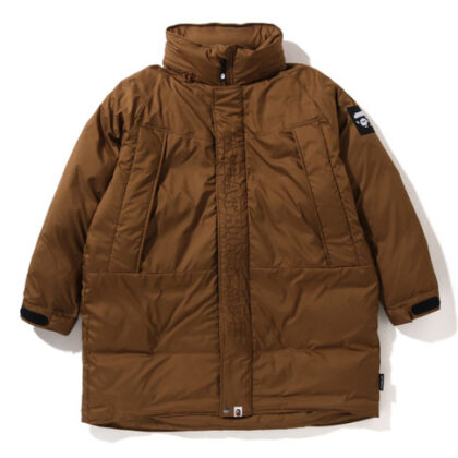 BAPE Long Relaxed Fit Down Jacket Brown