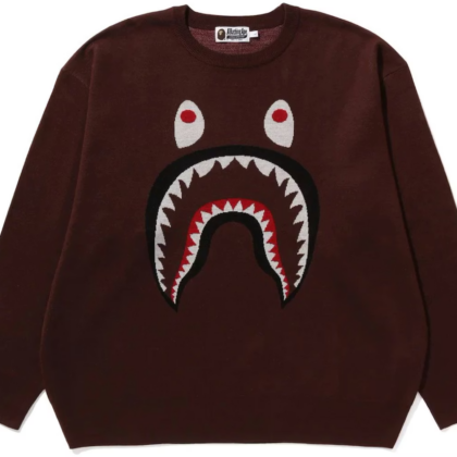 BAPE Shark Knit Crewneck Brown