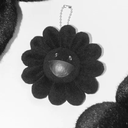 TAKASHI MURAKAMI Flower Plush Key Chain All Black