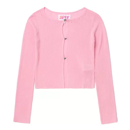 BAPE Button Front Distressed Cardigan Pink