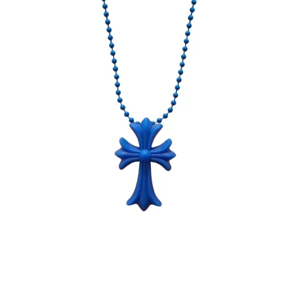 Chrome Hearts Blue Cross Silicone Rubber Necklace