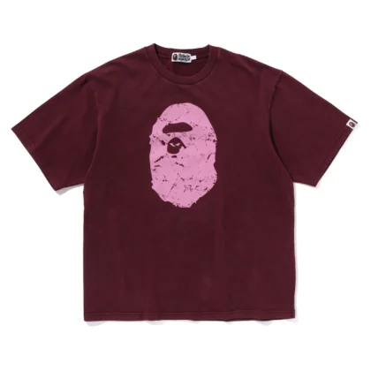 BAPE Heavy Washed Ape Head Relax Tee Burgundy