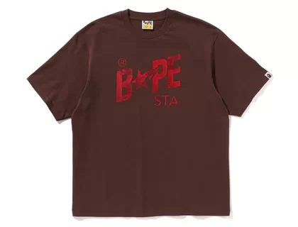 BAPE Floral Solid Camo Bape Sta Logo Relaxed Fit Tee Brown