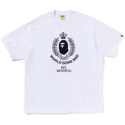 BAPE Crest College Logo Relaxed Fit Tee White